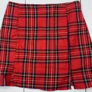 Red plaid mini skirt